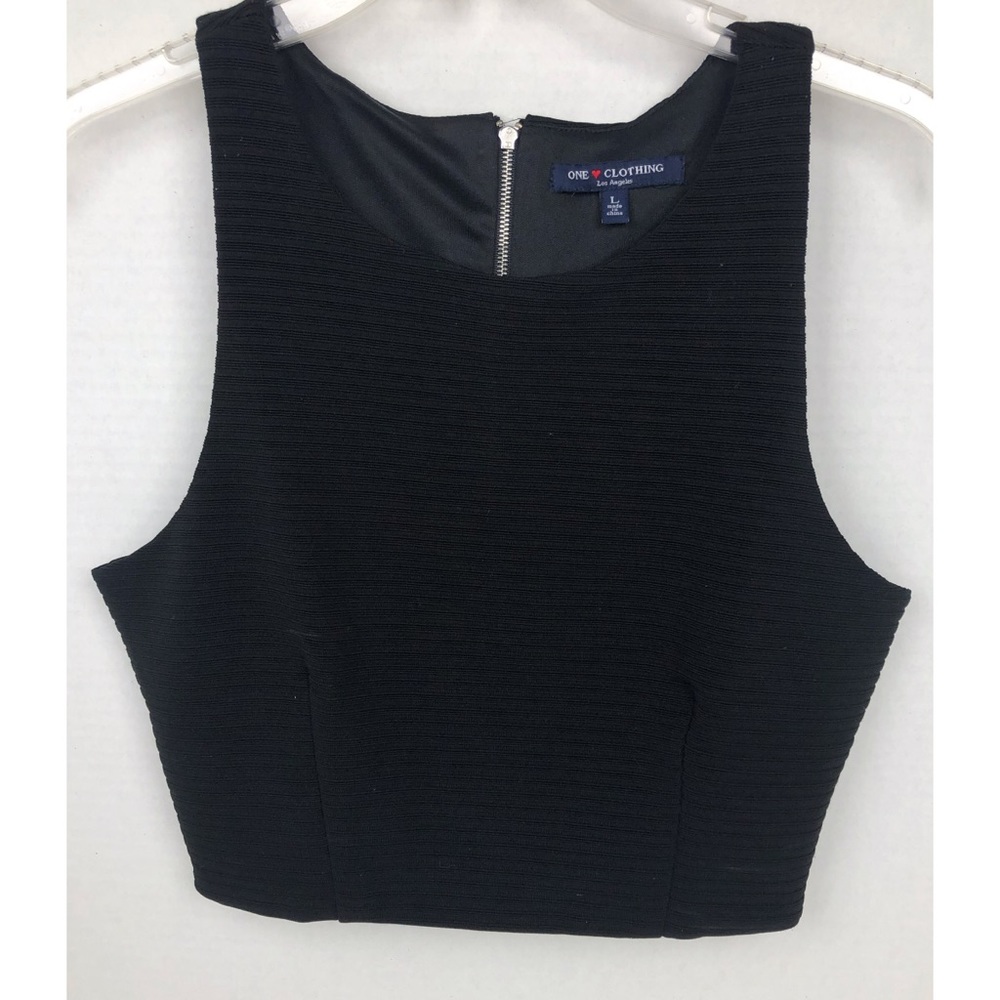 One Clothing Ribbed Cropped Black Tank Top